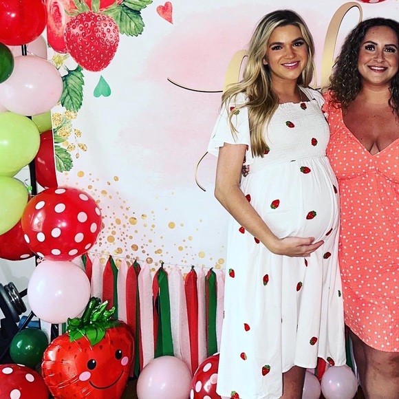 Strawberry midi smocked flutter sleeve Dress xs - Picture 14 of 14